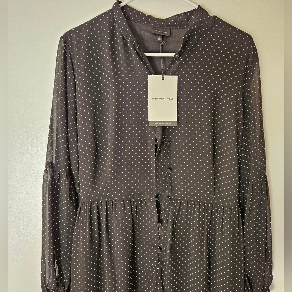 NWT Who What Wear Black Polka Dot Dress